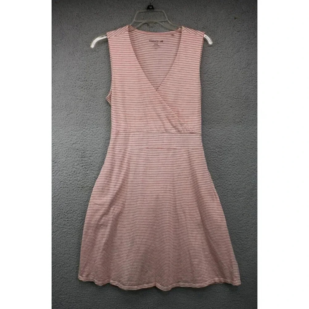 Toad & Co. Fit & Flare Striped Dress-Pockets-Large-Organic Cotton Blend-Outdoors